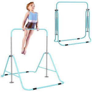 NAYSAYE Kids Gymnastics Bar Adjustable Folding Horizontal Kip Bar with Shock Absorption for Home Use, Green, 58.30"*41.30"*50.50" - 1 of 4