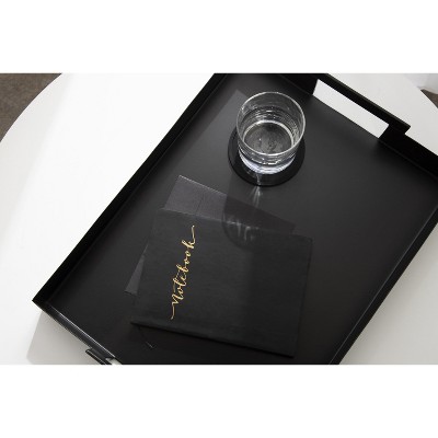 Sleek Black Metal Rectangular Serving Tray with Handles