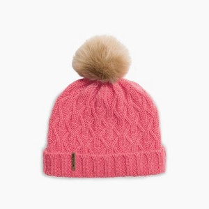 Turtle Fur Yak Wool Mara Pom Beanie - Women's Cuffed Soft Breathable Cold Weather Winter Hat, Coral - 1 of 4
