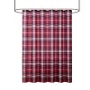 Kate Aurora Tis' The Season Holiday Christmas Plaid Fabric Shower Curtain With 12 Matching Hooks - 2 of 4