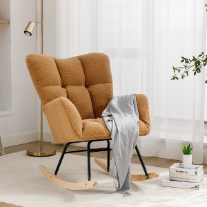 Racxily Teddy Rocking Gilder Nursery Chair For Living Room Indoor - 1 of 4