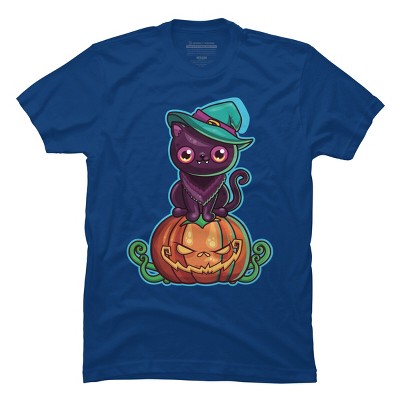 Men's Design By Humans Ferociously Cute Halloween Vampire Witch Kitty Cat By LittleBunnySunshine T-Shirt