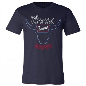 Mens Coors Banquet Beer Rodeo Bull Head Navy Colorway T-Shirt - 1 of 2