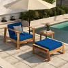 Acacia Wood Outdoor Lounge Set, Patio Furniture Sets 3 Piece With Chair & Ottoman & Table, Patio Set With Cushion-Cuddlewood - 2 of 4