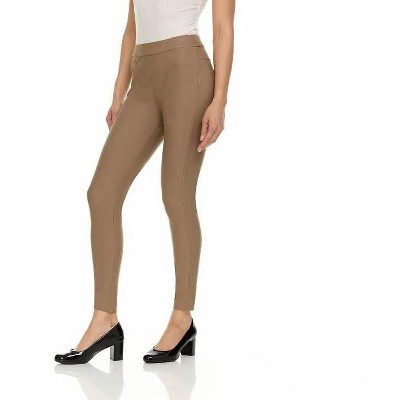 Premium Women's Stretch Ponte Pants With 5 Stylish Pockets - Perfect for Wear to Work - Dressy Leggings MS-1000 Portabella Small