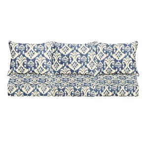 25" x 69" Rivoli Indoor Outdoor Deep Seating Sofa Pillow and Cushion Set Corded Indigo - Sorra Home: Fade & UV-Resistant, Zippered - 1 of 4
