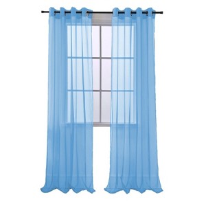 RT Designers Collection Cara Grommet Curtain Panel for Windows 54" x 84" Neon Blue - 1 of 4