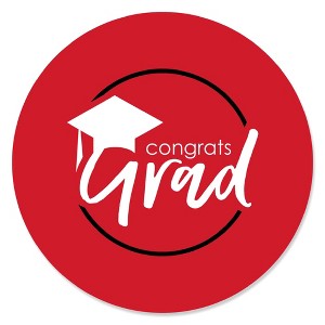 Big Dot of Happiness Red Grad - Best is Yet to Come - Red Graduation Party Circle Sticker Labels - 24 Count - 1 of 4