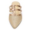Allegra K Women's T-Strap Sparky Glitter Slip-On Pointed Toe Flats Mules - 3 of 4