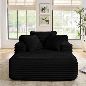 61" Corduroy Plush Deep Seat Compressible Foam Sofa Bed with Cloud-Like Comfort - 1 of 4