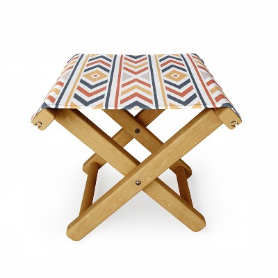 Avenie Boho Horizon Orange Folding Stool - Deny Designs