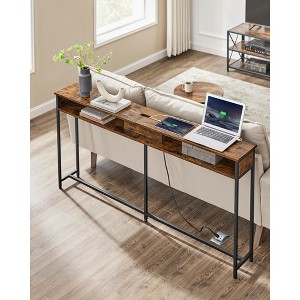55.1" Skinny Console Table - Features Charging Station, Shelves. Ideal for Hallway, Behind Couch in Living Room - 1 of 4
