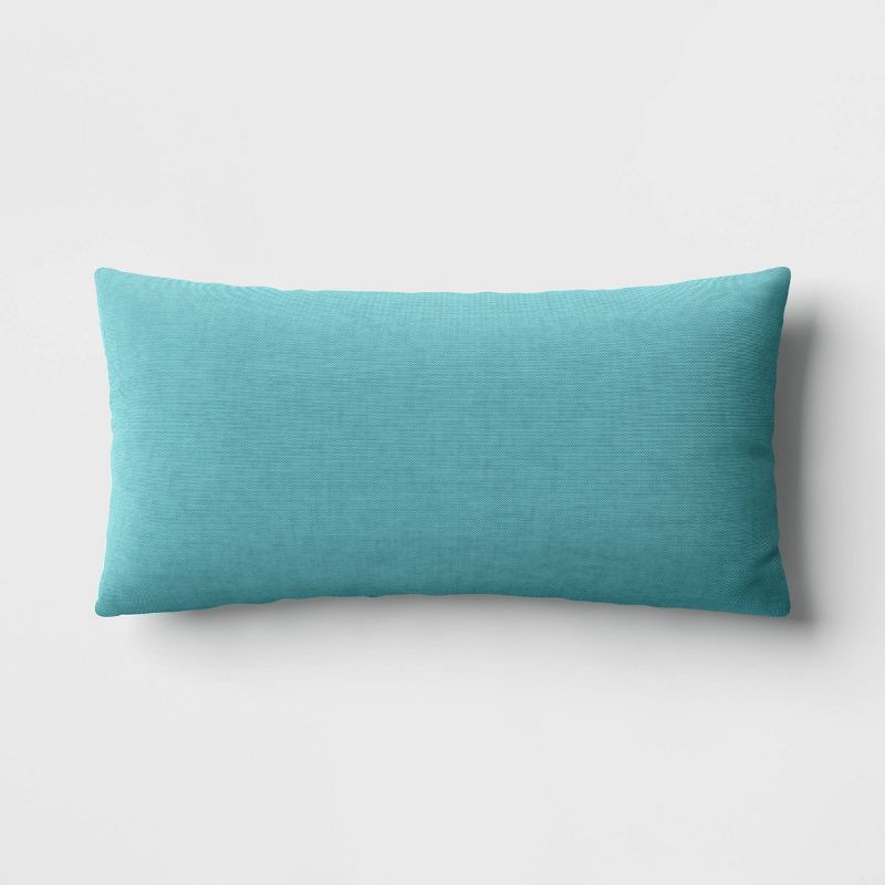 12"x24" Solid Woven Rectangular Outdoor Lumbar Pillow - Threshold™, 1 of 6