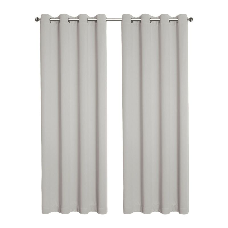 Kate Aurora Hotel Living 2 Pack 100% Blackout Grommet Top Ivory Beige Curtain Panels, 1 of 8