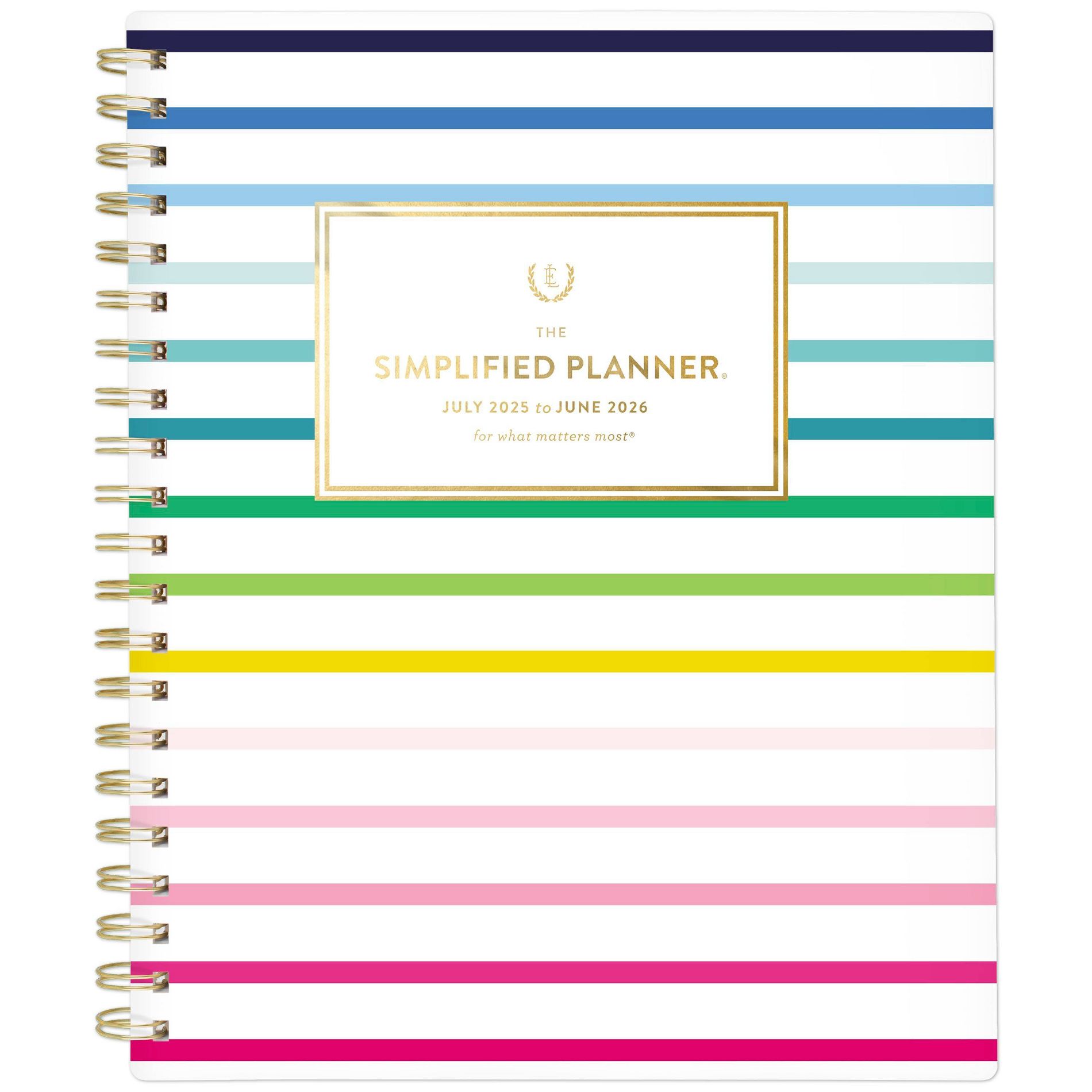 Emily Ley for At-A-Glance 2025-2026 Weekly/Monthly Planner 3/4"x9-3/8"x11" Happy Stripe