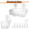 Unique Bargains Wall Mount Strong Suction Cup Shower Caddy with Hooks 3 Pcs - 2 of 4