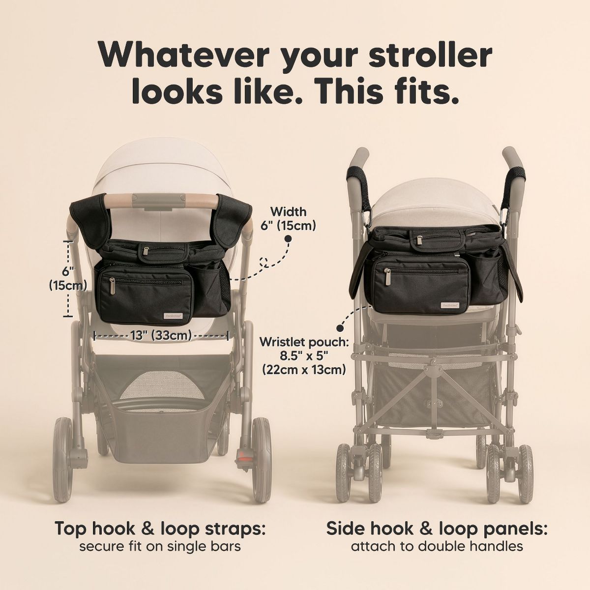KeaBabies Stash Stroller Organizer Bag, Storage Caddy with Cup Holders, Fits Most Strollers and Wagons - thumbnail 5