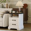 TackView Farmhouse Nightstand -Rustic Bedside Table with 2 Drawers,for Bedroom Small Space,White+Black - 2 of 4