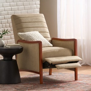 Pushback Recliner With Birch Wood Frame And Exquisite Channel Stitching,Mid Century Chair,Accent Chair Living Room -Maison Boucle - 1 of 4