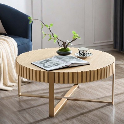 NicBex Modern 31.5" Round Coffee Table with Metal Frame for Living Room and Office