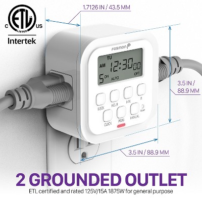 Fosmon White Digital Programmable Timer Outlet, 2-Pack