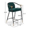 Christopher Knight Home Set of 2 26" Daniel Contemporary Upholstered Iron Counter Height Barstools Dark Green - 3 of 4
