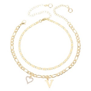 Unique Bargains 14K Gold Plated Dainty Heart Women's Ankle Bracelets with Box - 1 of 4