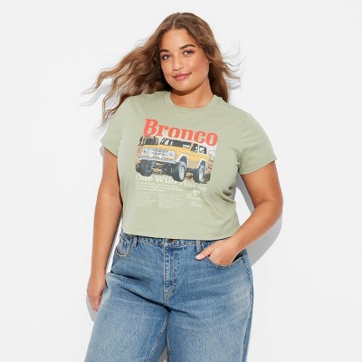 Women's Ford Bronco Bio Short Sleeve Graphic Baby T-Shirt - Green