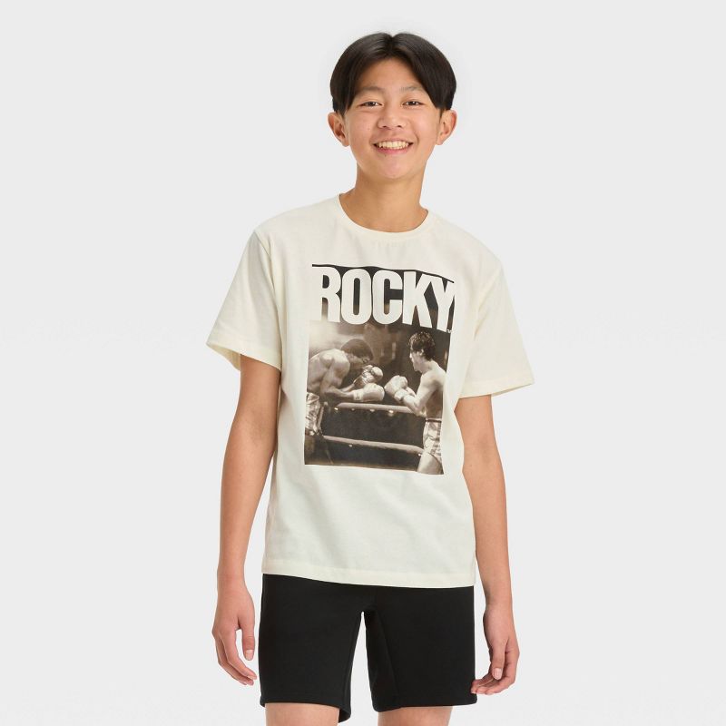 Boys' Short Sleeve Rocky Graphic T-Shirt - art class™ Light Beige, 1 of 5