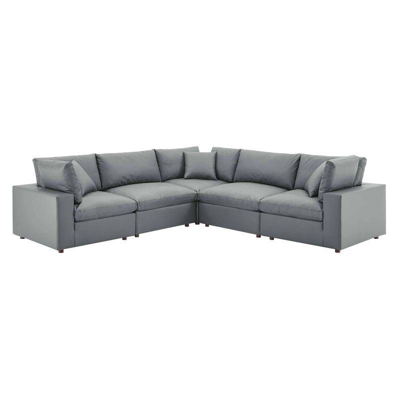 5pc Commix Down Filled Overstuffed Vegan Leather L-Shaped Sectional Sofas Gray - Modway, 3 of 12