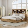 VECELO Full Size Bed Frame with 50" Storage Bookcase Headboard, 4 Drawers & USB Charging Station, Metal Slats Platform Bed Frame, Rustic Brown Bed - 3 of 4
