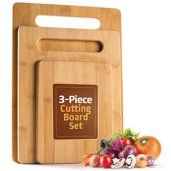 Royal Craft Wood Bamboo Cutting Board for Kitchen - Cutting Board Set for  Meat, Fruit, Veggies & Appetizers Serving Boards (Set of 3, Natural)