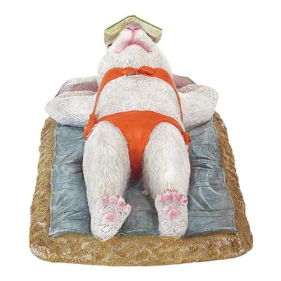 Hand-Painted Resin Beach Bunny Garden Statue