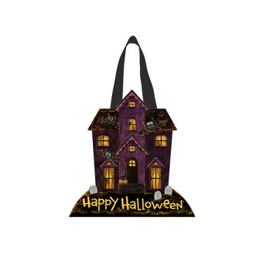 Briarwood Lane Halloween Door Hanger 16x16 Spooky House For Halloween Door Hanger