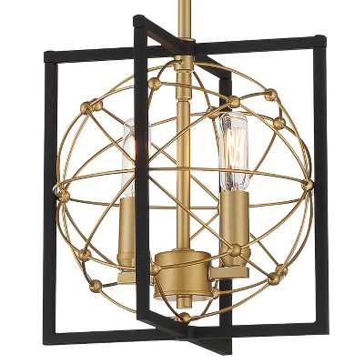 Titans Trace 2-Light Mini Pendant in Sand Coal and Honey Gold