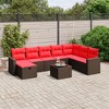 vidaXL 9 Piece Patio Sofa Set with Cushions Brown Poly Rattan - 2 of 4