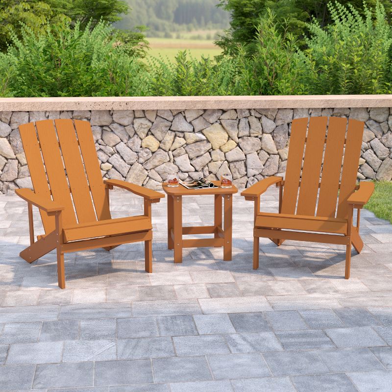 Emma and Oliver Three Piece Hammond Adirondack Style Conversation Set with Two Chairs and Matching Side Table for Indoor and Outdoor Use, 3 of 13
