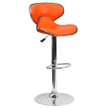 Flash Furniture Contemporary Cozy Mid-Back Red Vinyl Adjustable Height  Barstool with Chrome Base