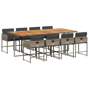 vidaXL Garden Dining Set Grey and brown PE Rattan 8-seater Foldable - 1 of 4
