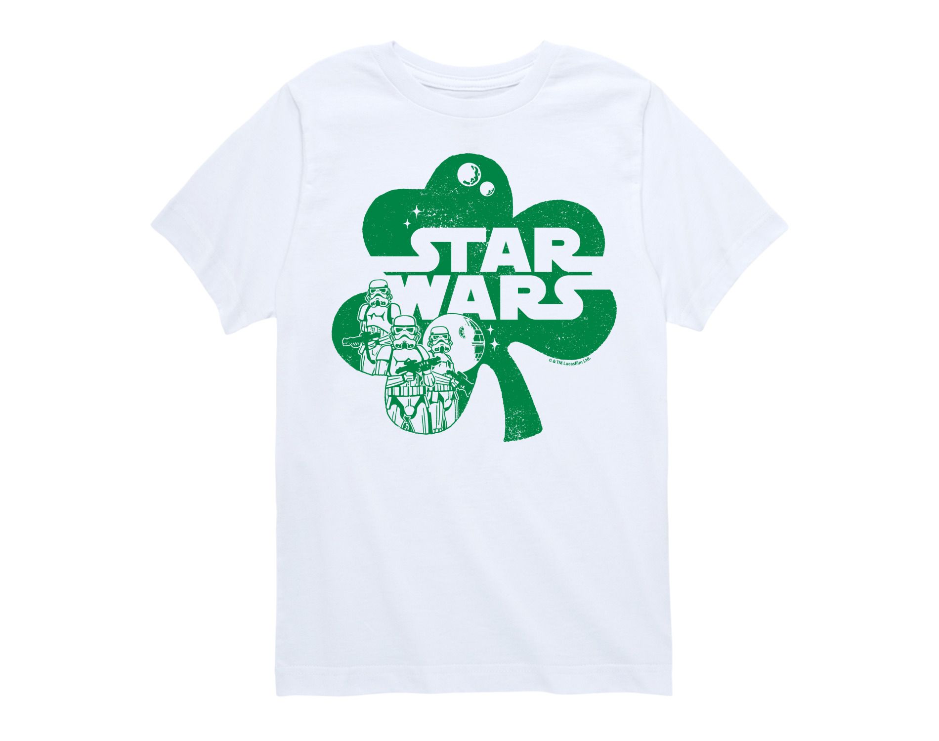 Boys' Star Wars St. Patricks Day Clover Short Sleeve Graphic T-Shirt - White - Large