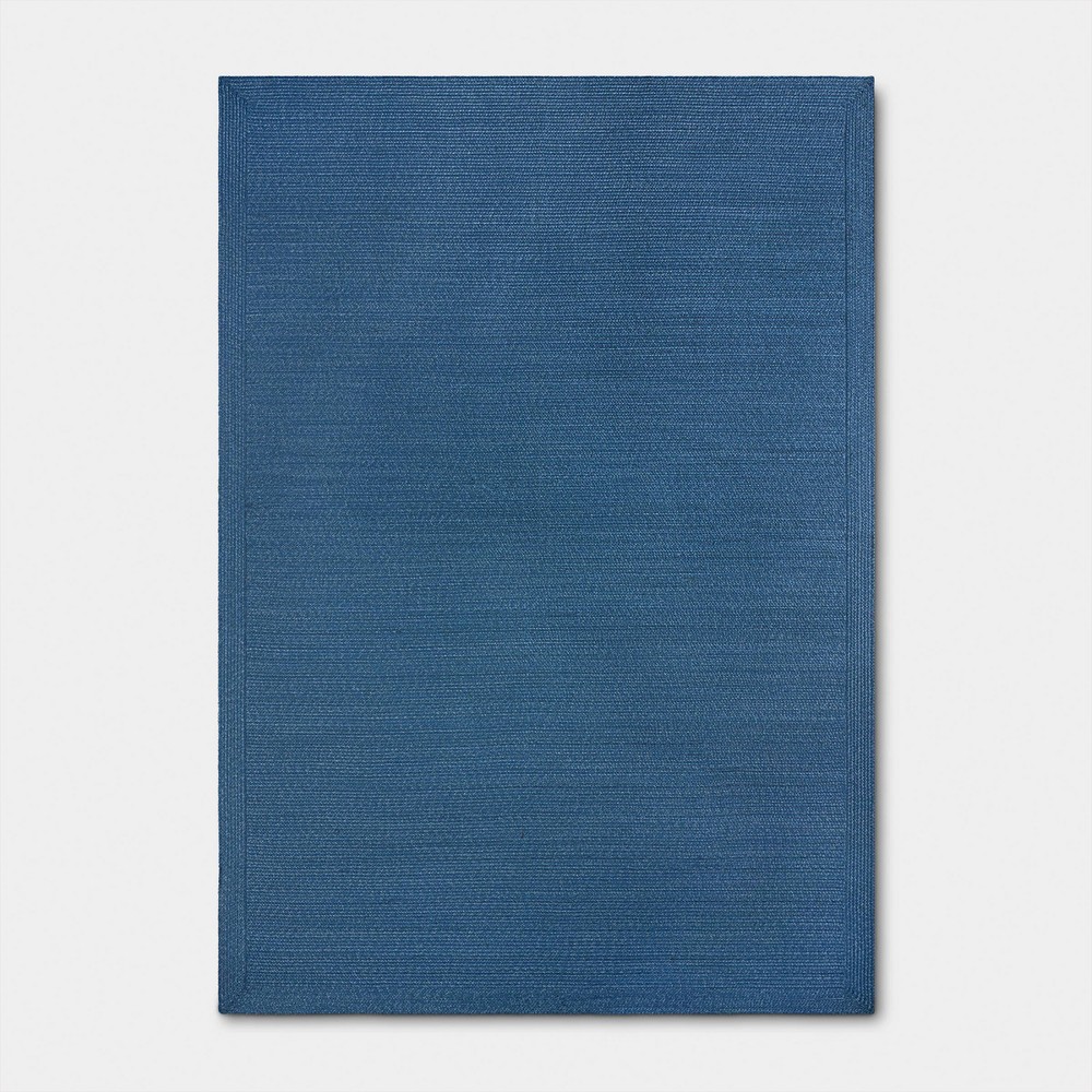 7'x10' natural woven rectangular braided outdoor area rug heathered blue - threshold™
