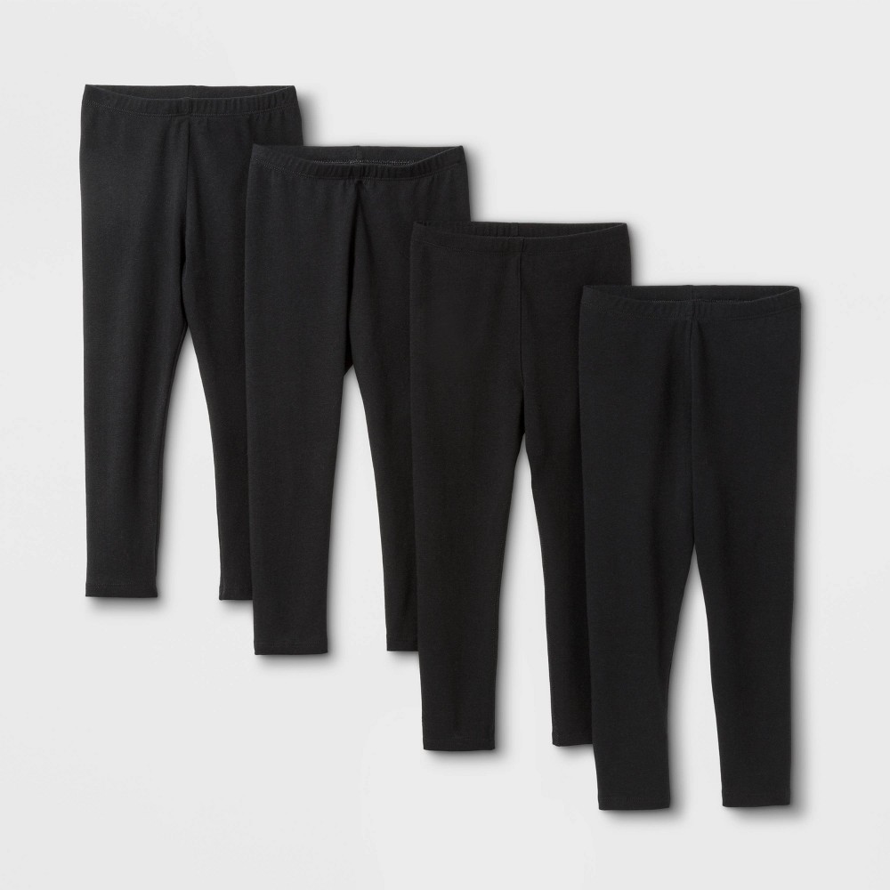 Size 2T Toddler Girls' 4pk Leggings - Cat & Jack Black 