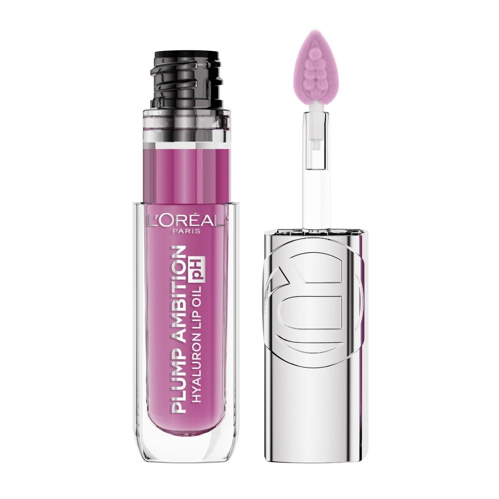 Photos - Other Cosmetics LOreal L'Oreal Paris Plump Ambition Hyaluron pH Lip Oil Plumping Lip Gloss - 50 pH Lilac - 0.16 fl oz 
