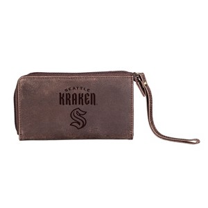 Evergreen NHL Seattle Kraken Brown Leather Women's Wristlet Wallet Officially Licensed with Gift Box - 1 of 1