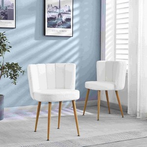 Racxily Modern,Dining Chair (Set of 2)-Short Fur Cover,Comfortable Backrest,Thick Iron Wood Legs|Spacious Seat |for Dining Room/Living Room/Cafe. - 1 of 4