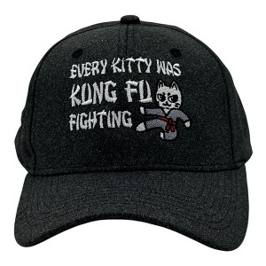 Every Kitty Was Kung Fu Fighting Hat Funny Sarcastic Graphic Novelty Cap - Crazy Dog Hat For Cat Lovers Black Standard - 1 of 4