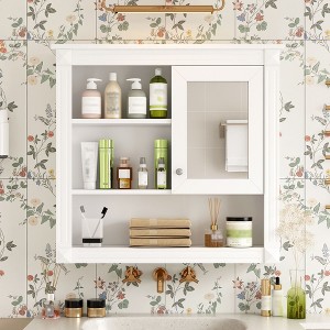 NicBex 32"x28" Elegant Wall Mounted Bathroom Cabinet with Mirror&5 Adjustable Shelves,Mirrored Medicine Cabinet for Bathroom,Matte Finish - 1 of 4