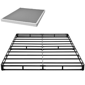 VEVOR Box Spring, Queen Size Bed Frame with Washable Fabric Cloth, Heavy Duty Metal Frame for Queen Bed, 4 in Mattress Foundation, Black - 1 of 4