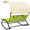 vidaXL Double Sun Lounger with Canopy Textilene Green and Cream - 4 of 4