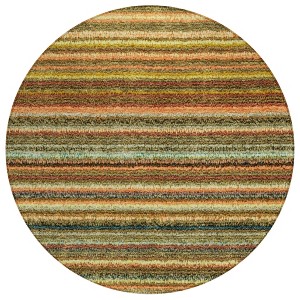 Coral Gold And Green Striped Washable Indoor Outdoor Area Rug - 1 of 4